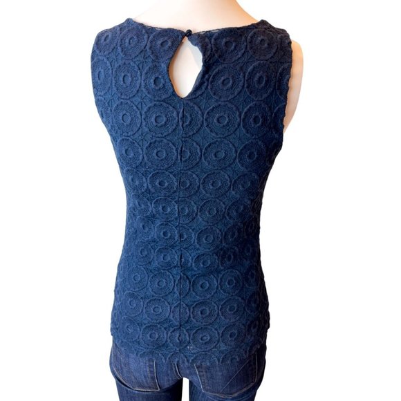 Banana Republic Women Knit Blouse Sleeveless Round Neck Keyhole Back Blue SZ XS - Picture 2 of 6